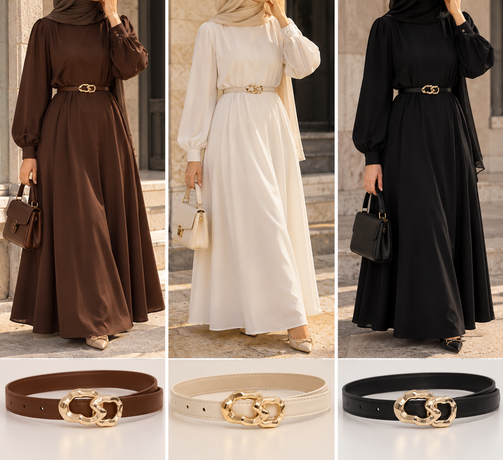 Ceinture Fine Élégante – Boucle Fleurie Dorée